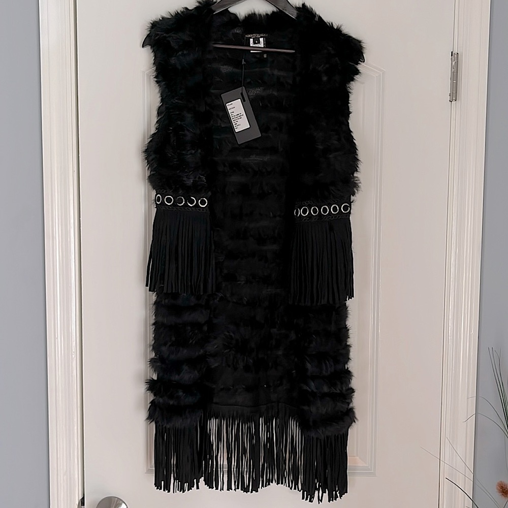 Fur Shadow Vest with Tassels & Grommets